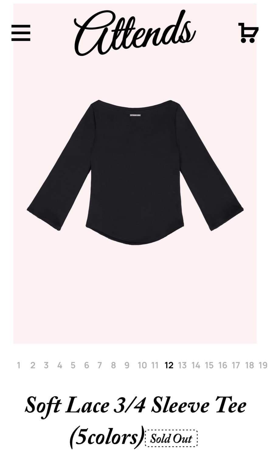 샵어텐즈 슬리브티 soft Lace 3/4 Sleeve Tee 상품이미지2