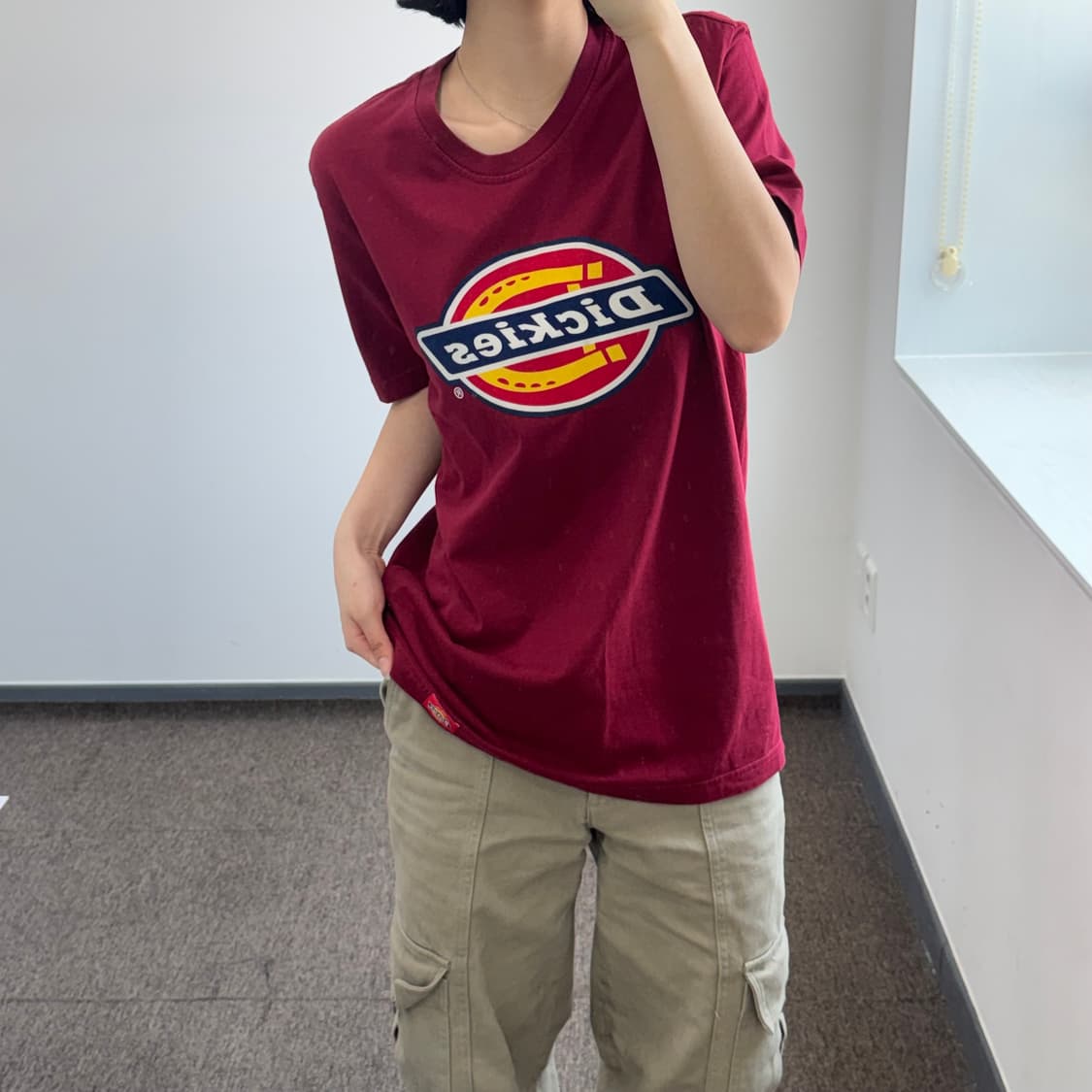 Dickies 디키즈 원형로고 버건디 반팔 상품이미지2