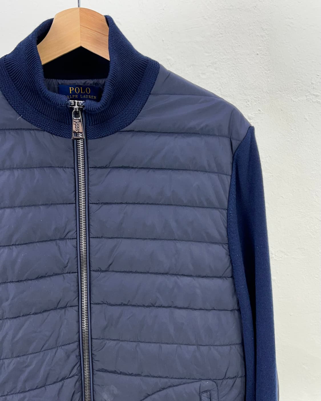 폴로 랄프로렌 네이비 퀼티드 니트 패널 스웨터 자켓 상품이미지3