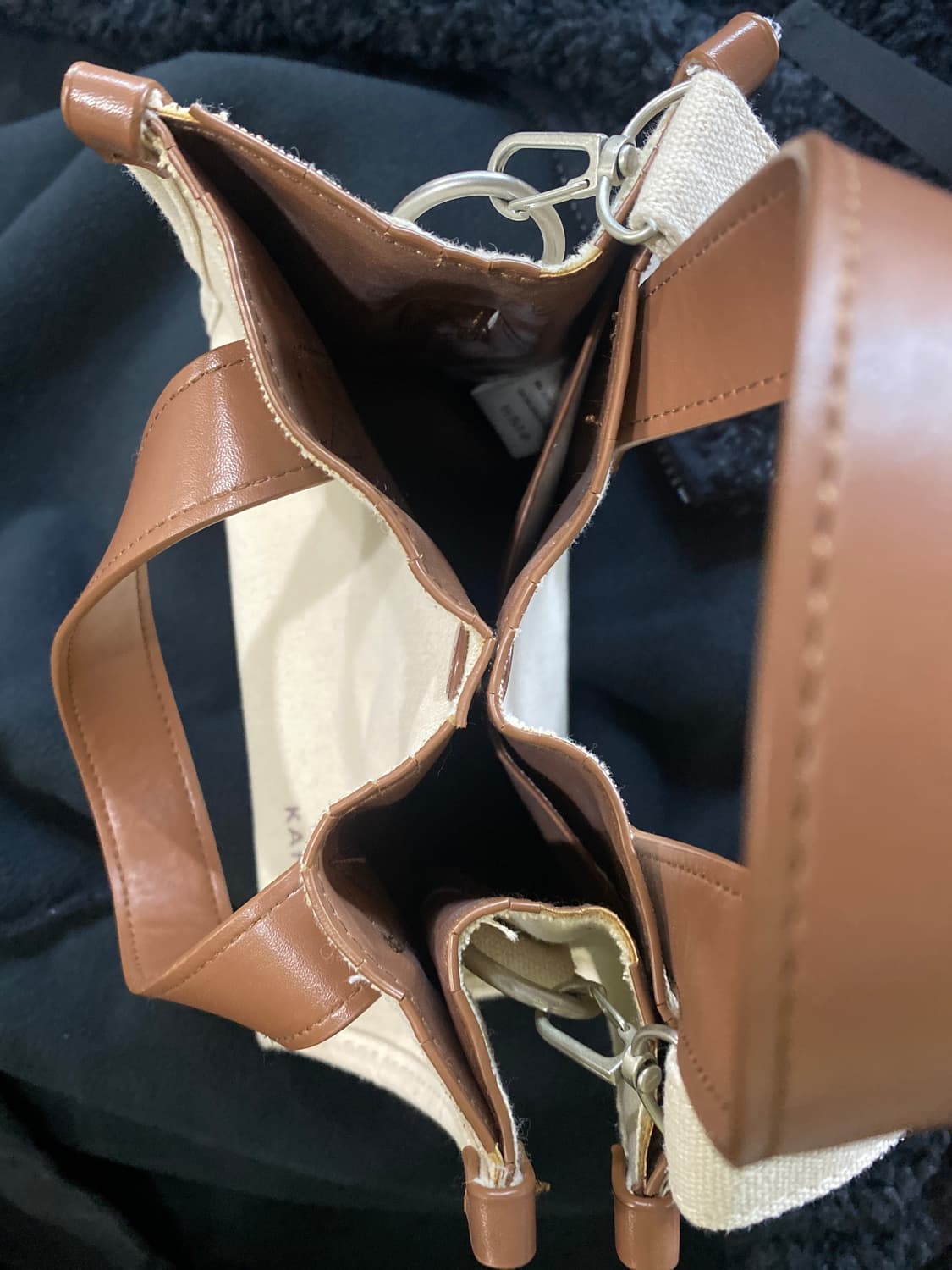 캉골 캔버스 토트백 겸 숄더백 아이보리 상품이미지5