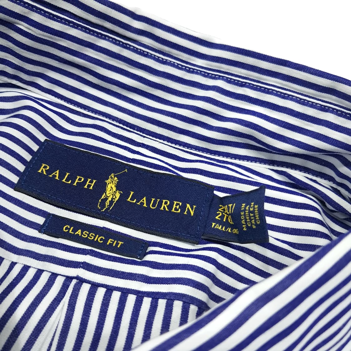 CK132 2XLT 폴로 코튼 로얄블루 스트라이프 레드포니 셔츠 남방 상품이미지3