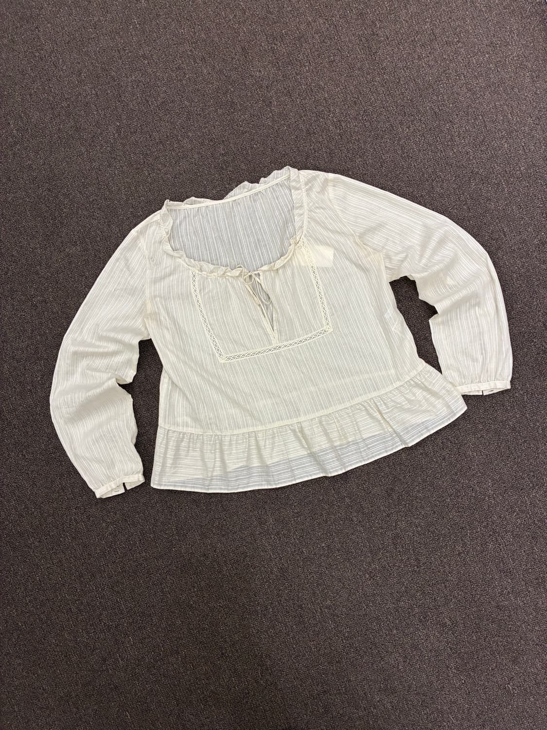 OS)Japanese vintage 여성 프릴 블라우스(이염) 상품이미지3