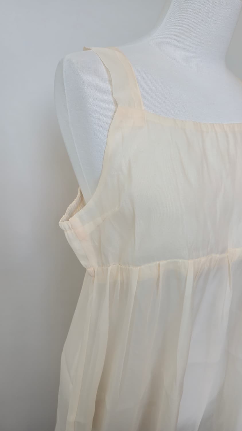 쉬폰 롱 원피스 크림 아이보리 시스루 나시 L 상품이미지6