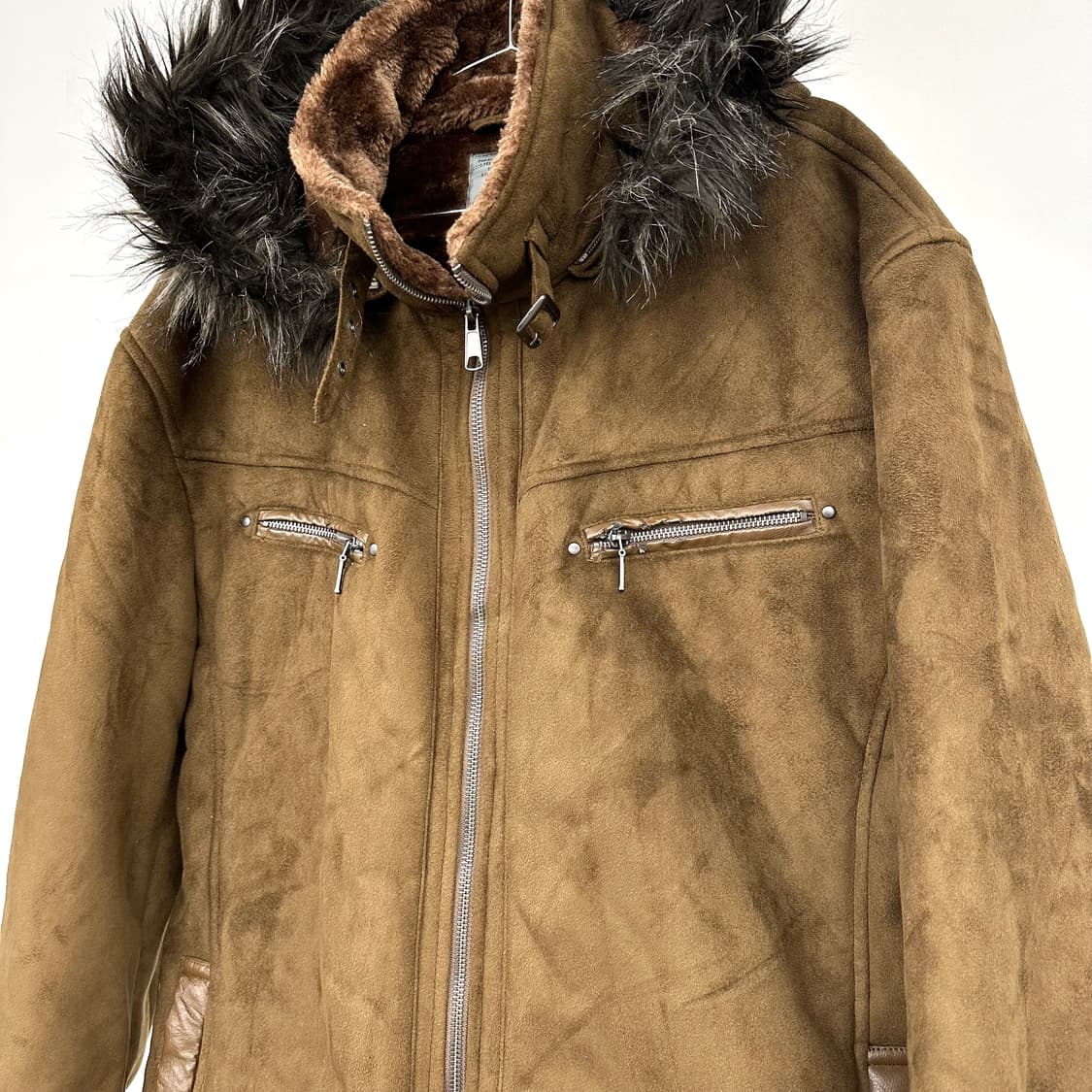 Brown khaki suede fur jacket 상품이미지4