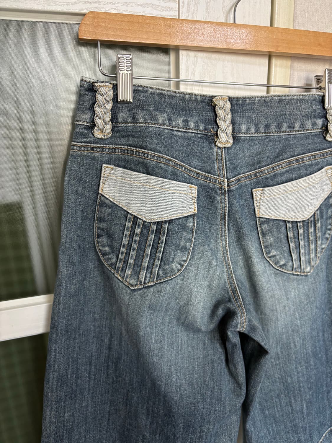 빈티지 워싱 7부 데님 팬츠 상품이미지5