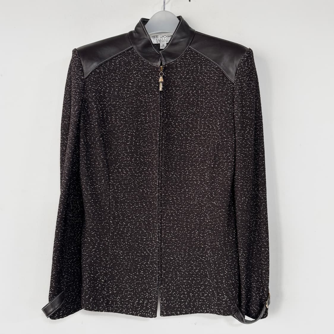 센존 ST.JOHN 레더 트림 니트 집업 상품이미지1