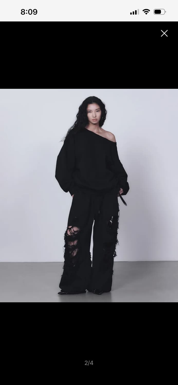 트리밍버드 Scratch Damage Boat Neck Sweat Shi 상품이미지1