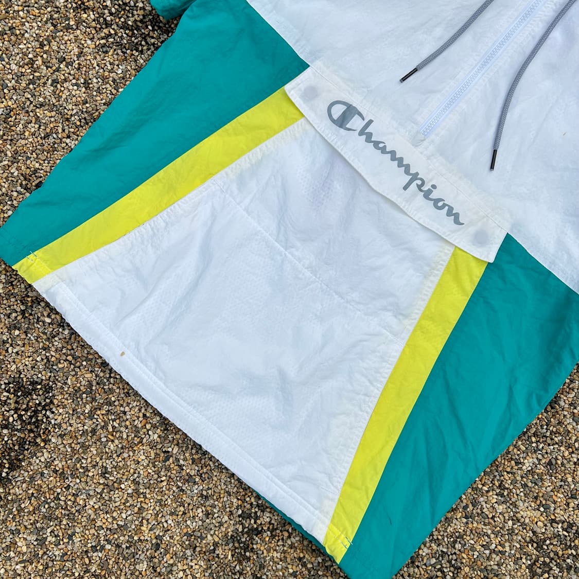 Champion 올드스쿨 화이트 반팔 아노락 상품이미지3