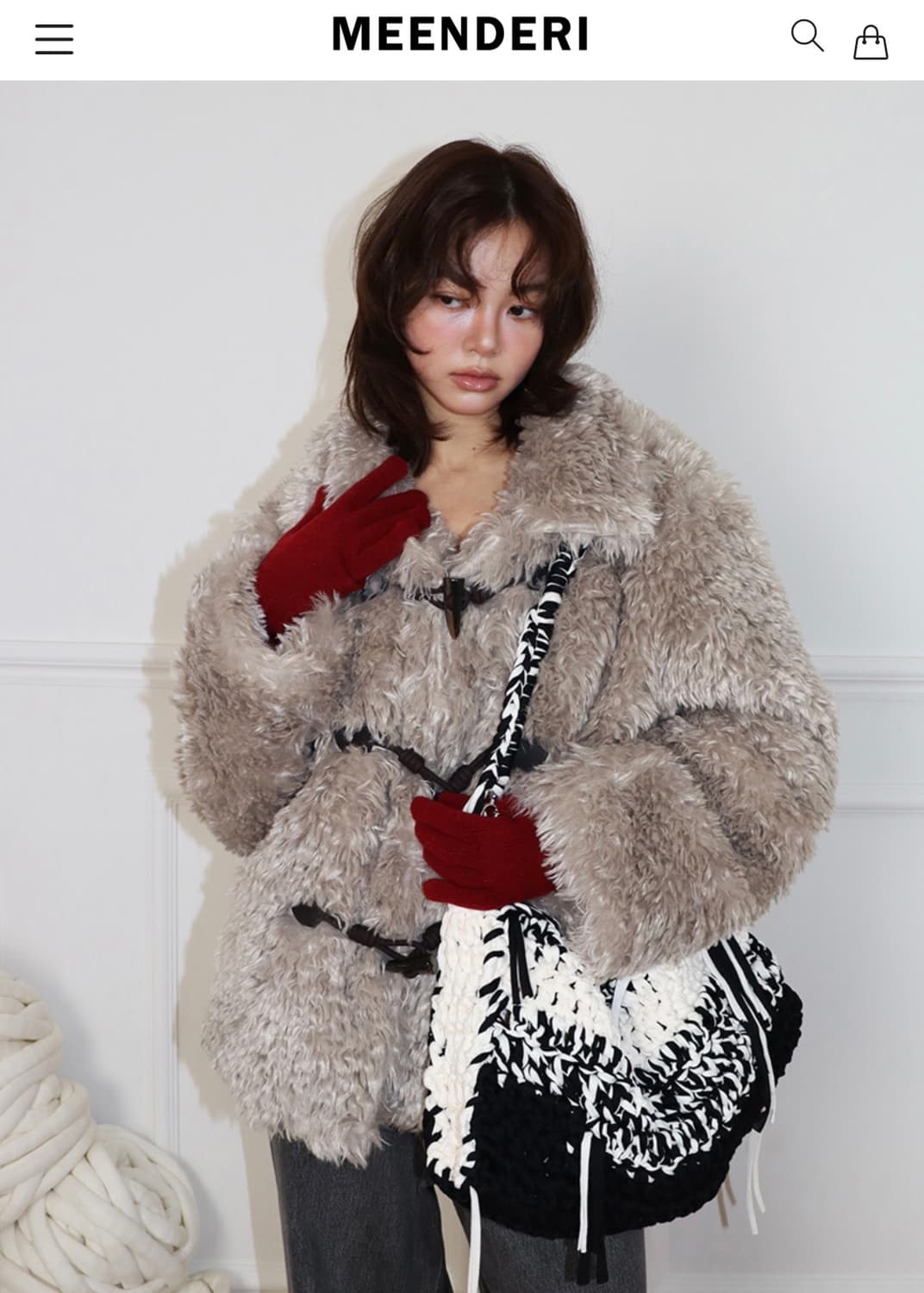 Meenderi 민더리 Cozy Toggle Fur Jacket-grey 상품이미지3