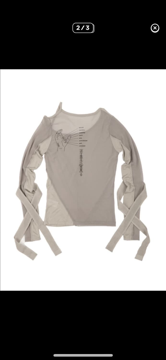 오호스 밴디지 메시 티셔츠 브라운 상품이미지2