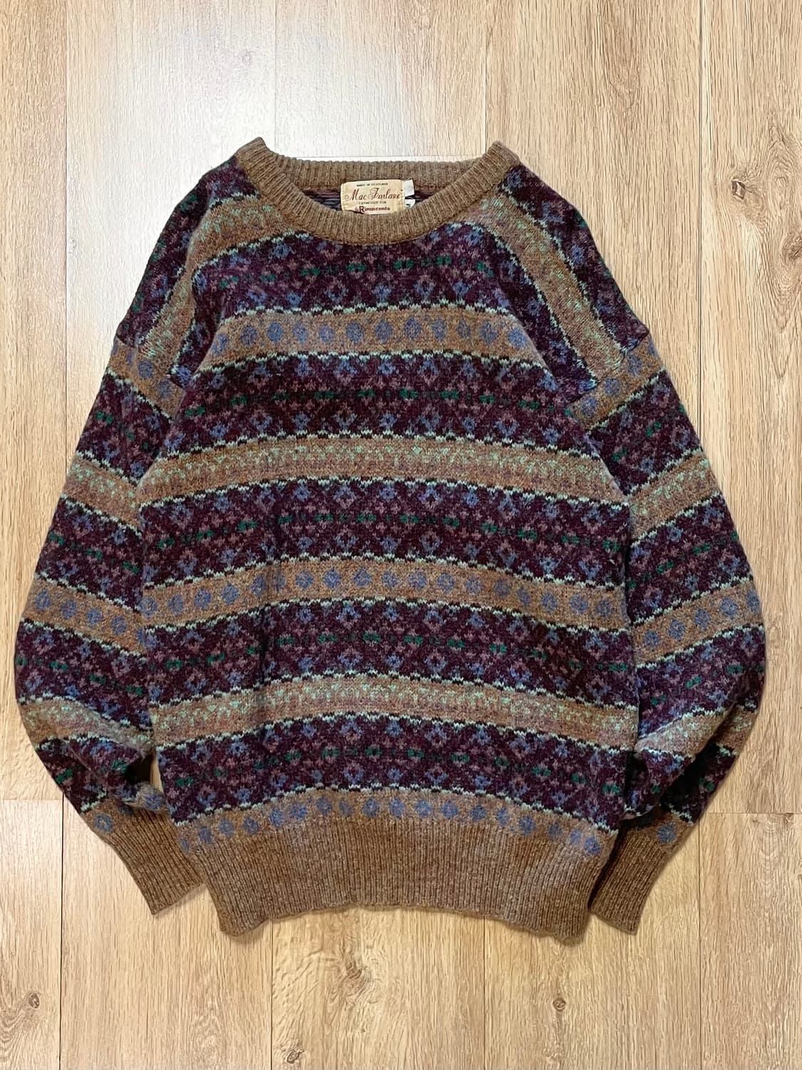 택포) Made 스코틀랜드 빈티지 패턴 울 니트 스웨터 상품이미지1