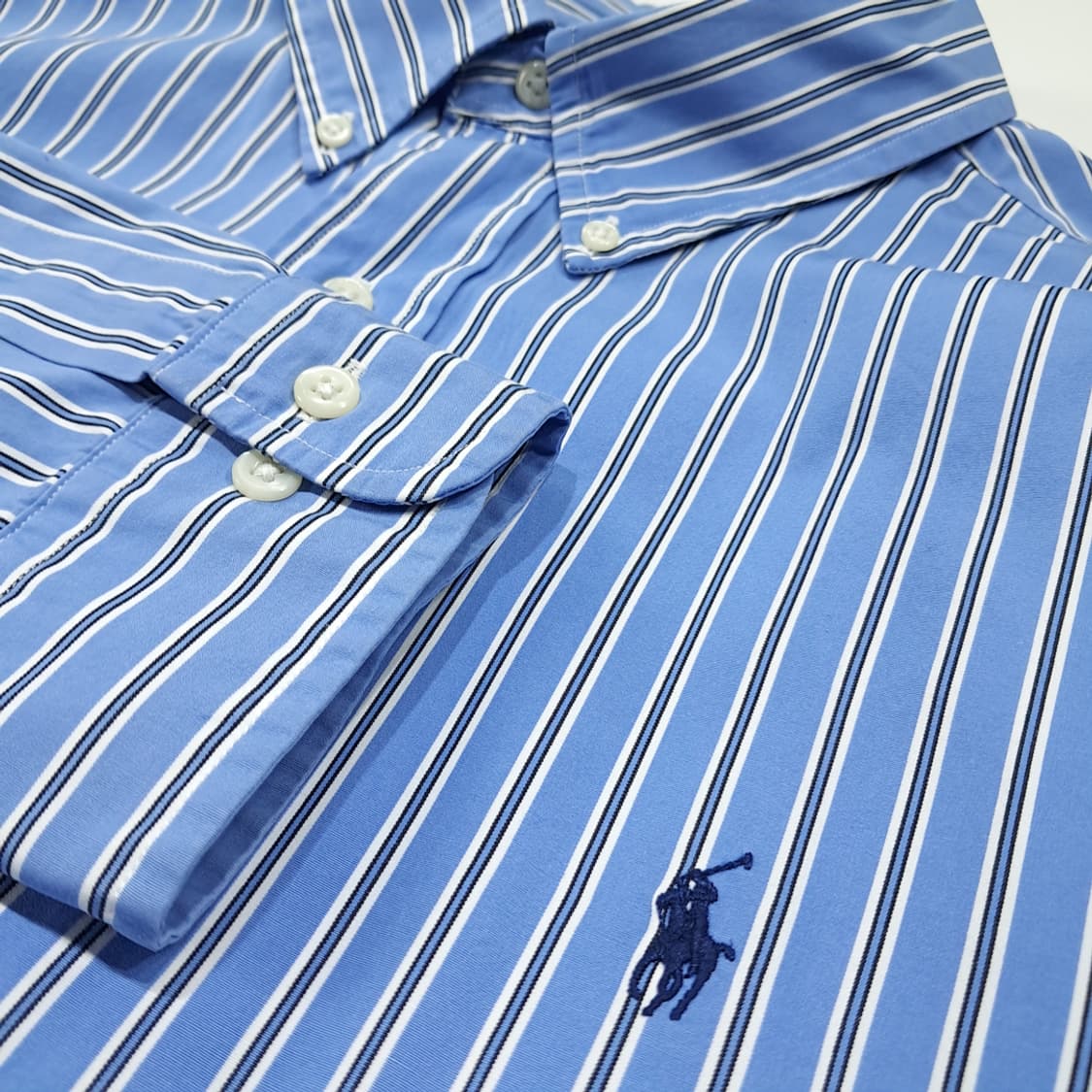 CL853 XL 폴로 00s 코튼 블루 스트라이프 셔츠 남방 상품이미지4