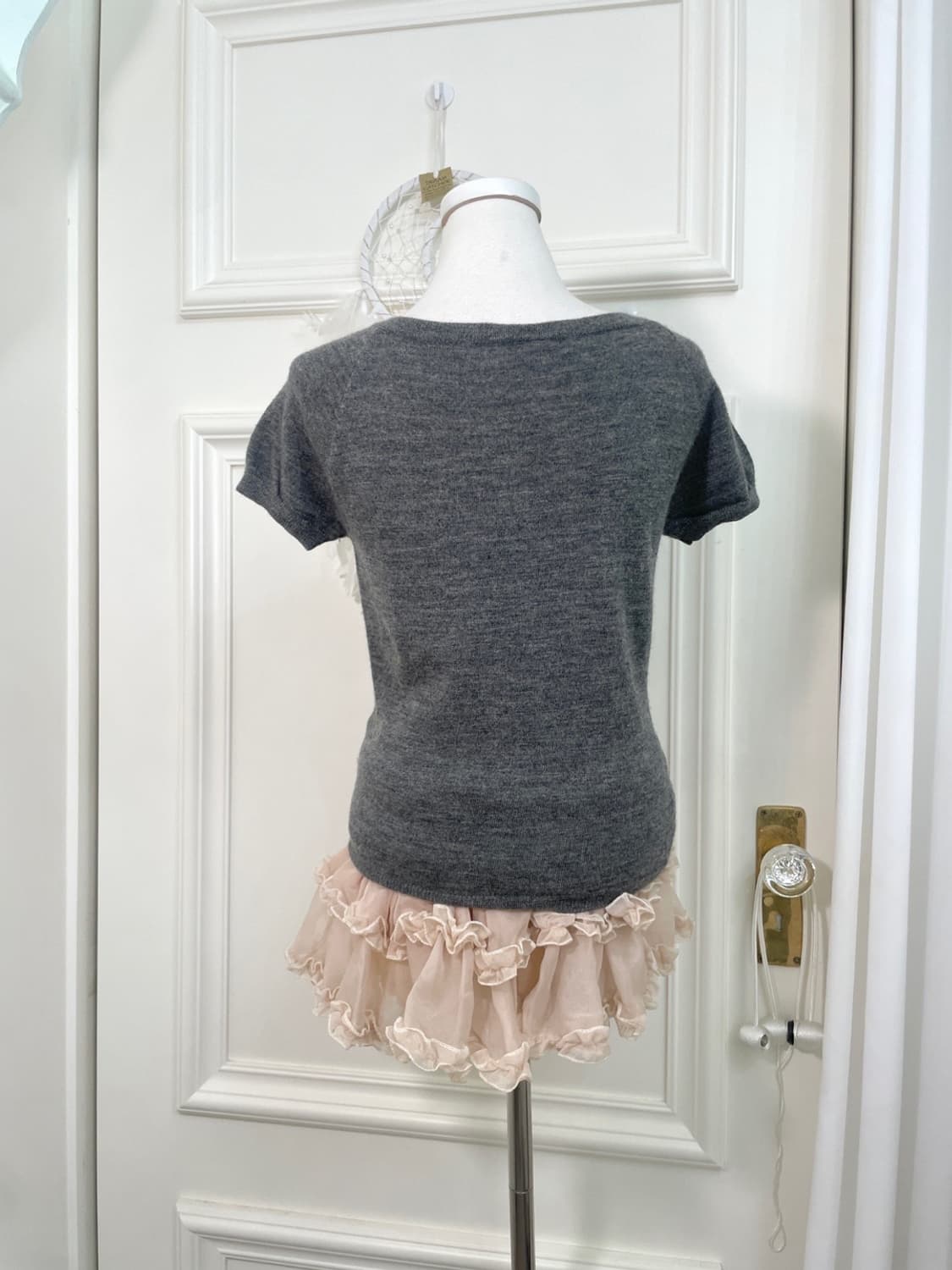 charcoal button point knit top 상품이미지3