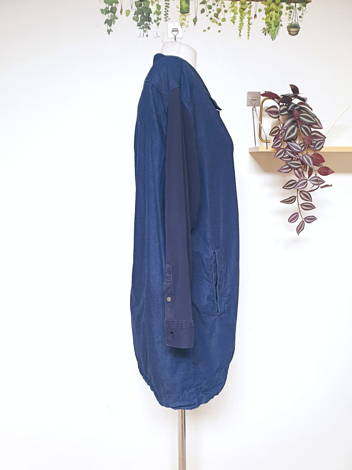 톰보이 셔츠원피스 55~88 데님 진청 F 상품이미지4