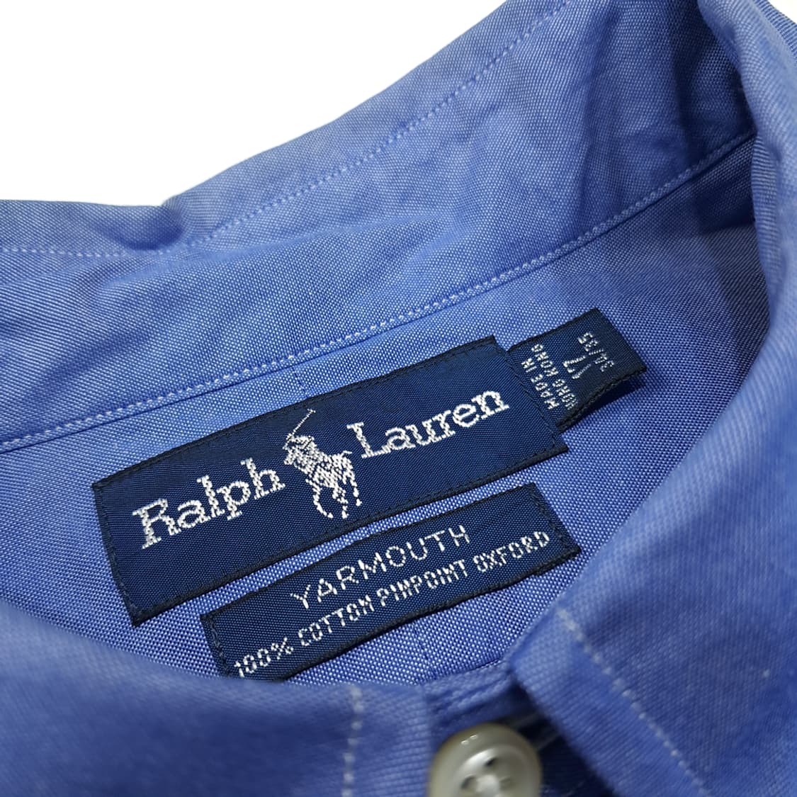 CL253 4XL 폴로 90s 홍콩판 코튼 버튼다운 블루 셔츠 남방 상품이미지3