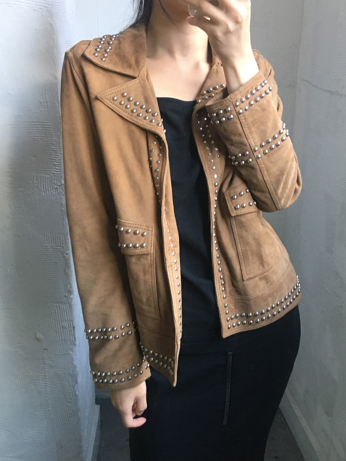 All Saints 올세인츠 브라운컬러 스터드 스웨이드 자켓 상품이미지1