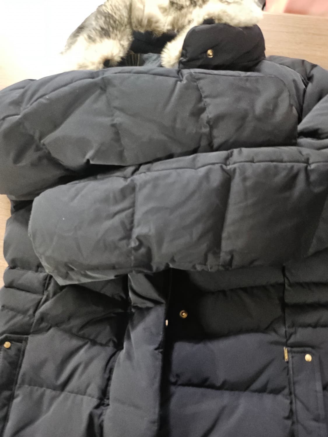 헤지스 모피  구스 패딩 90  진네이비 상품이미지4