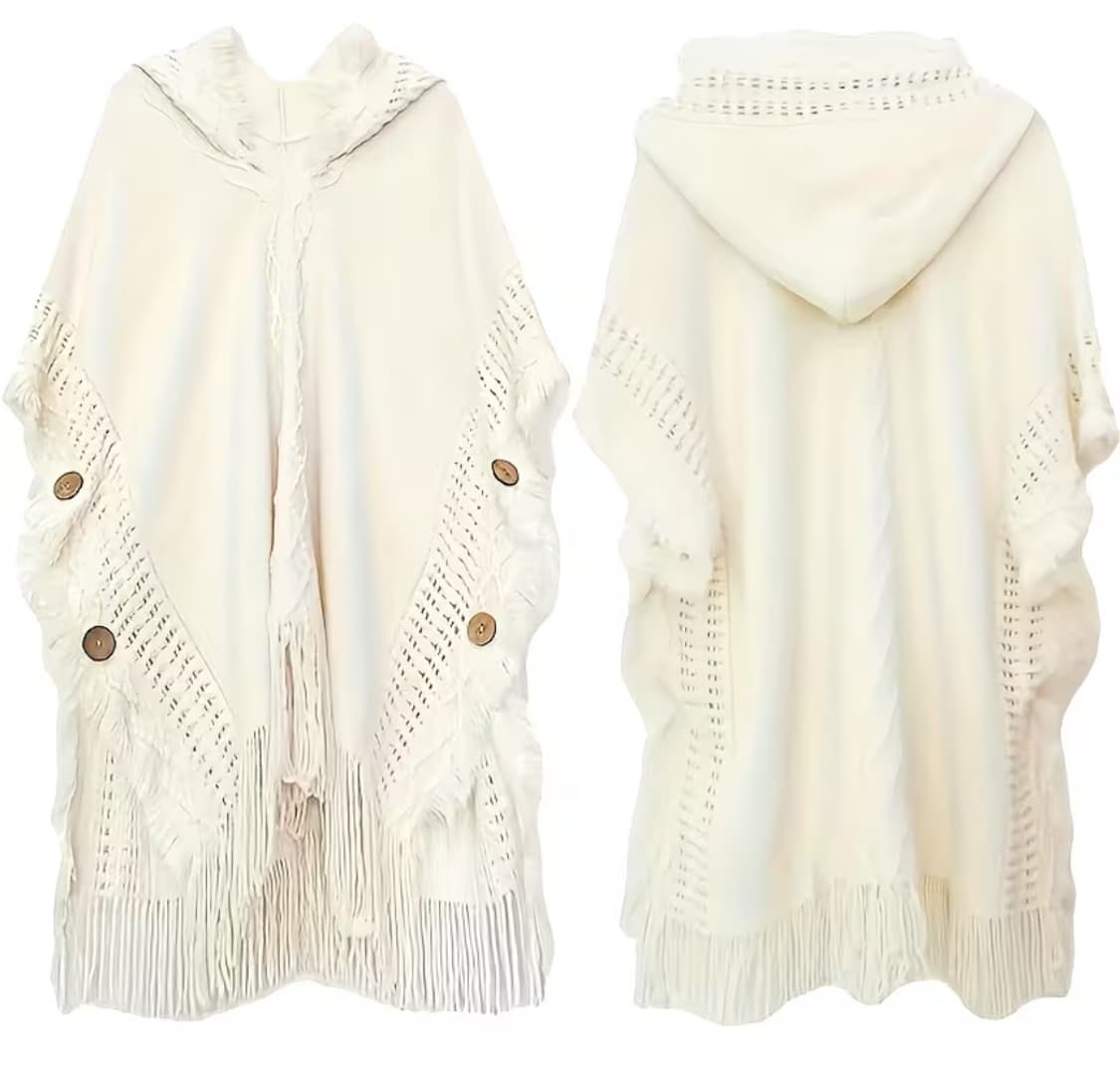 빈티지 모리걸 화이트 니트 케이프 상품이미지1