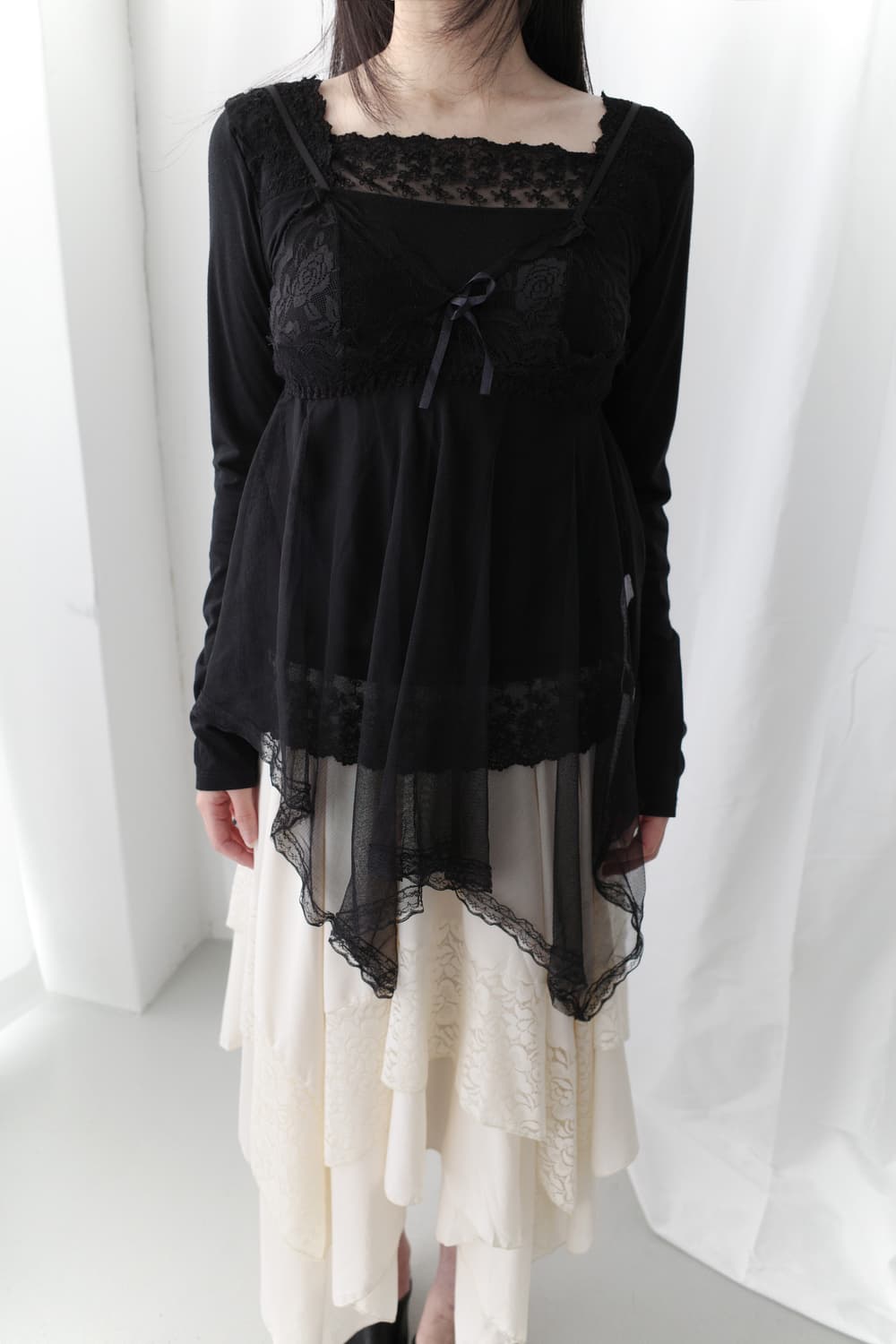 lace unbalanced sleeveless 상품이미지5