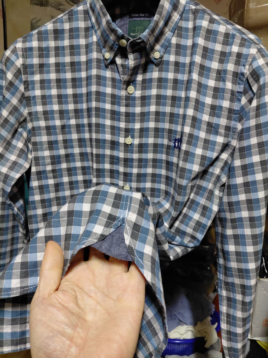 [헨리코튼]코튼 체크 셔츠 95사이즈  상품이미지9
