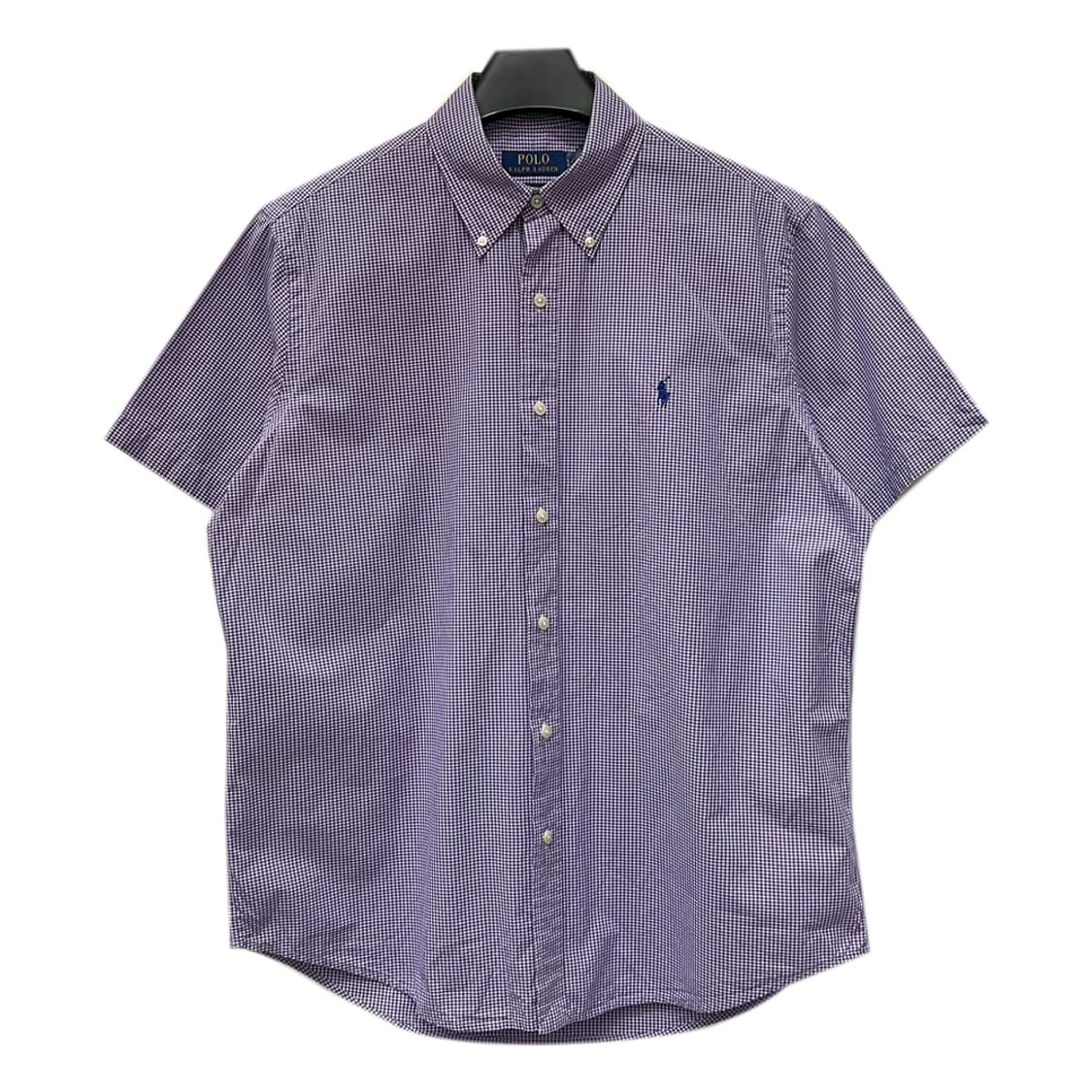폴로 랄프로렌 클래식핏 퍼플 깅엄체크 반팔 셔츠 L 상품이미지1