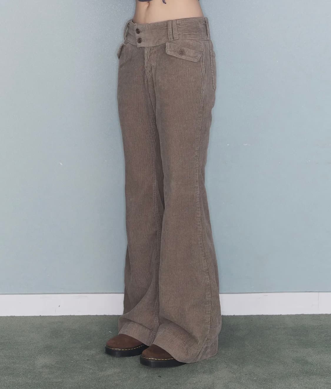 미레코 플라워 로우 코듀로이 팬츠 베이지 상품이미지2