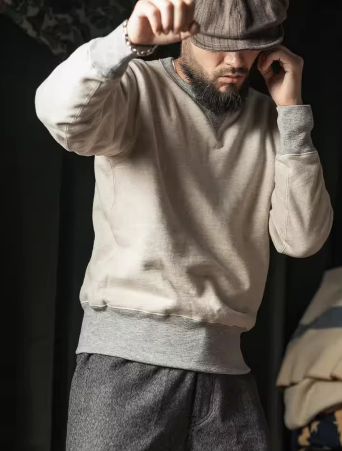 브론슨 더블 v 인서트 스웨트셔츠 헤비 웨트 코튼 스웨터 XL 상품이미지2