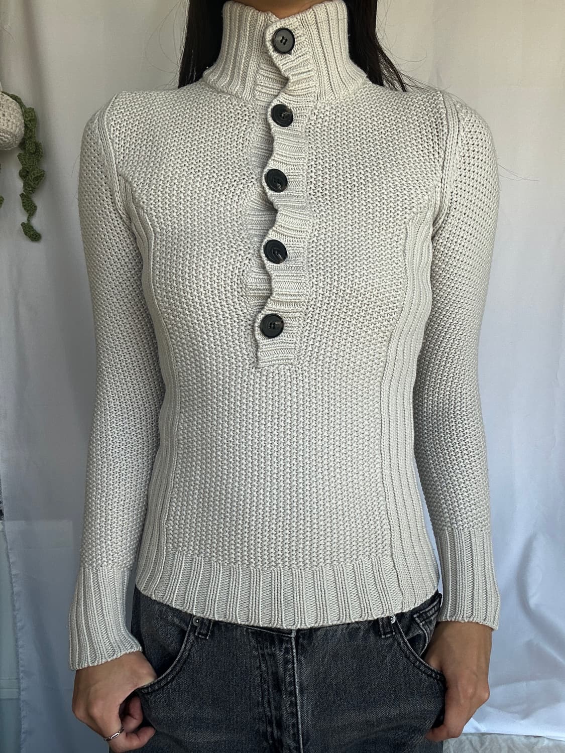 빈티지 왕버튼 아이보리 니트 상품이미지1