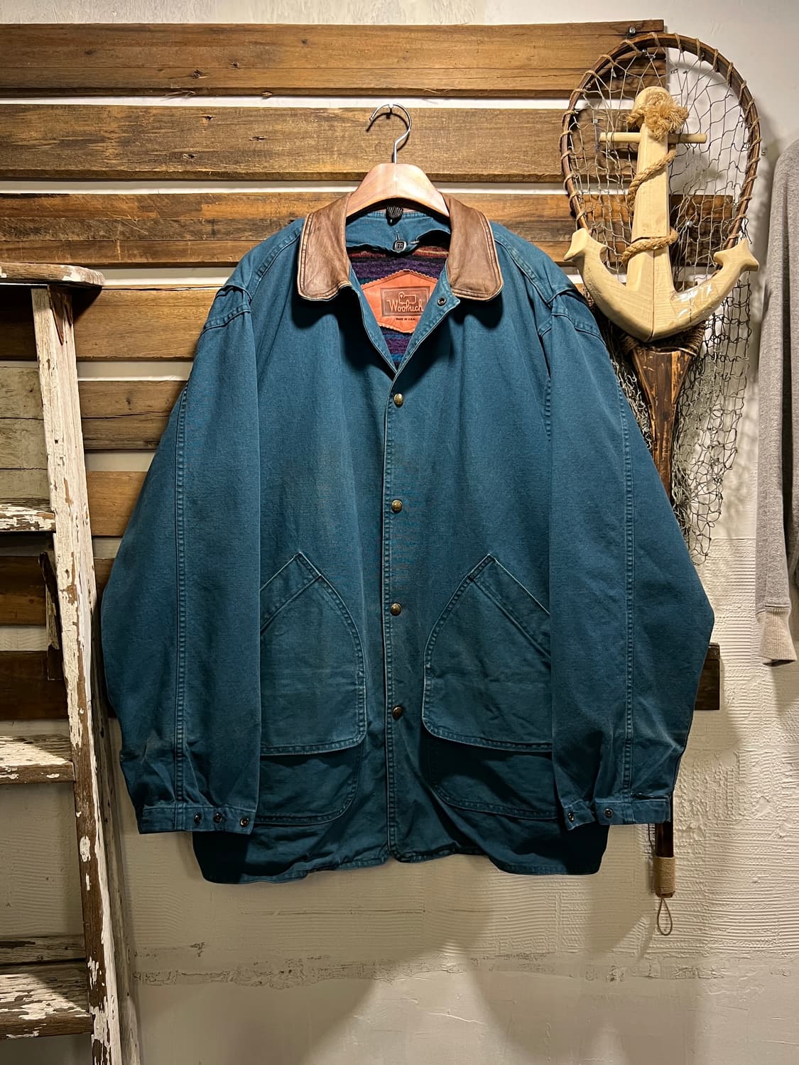 [XL]90's 울리치 USA Made 블랭킷 라이닝 그린 헌팅 자켓 상품이미지1