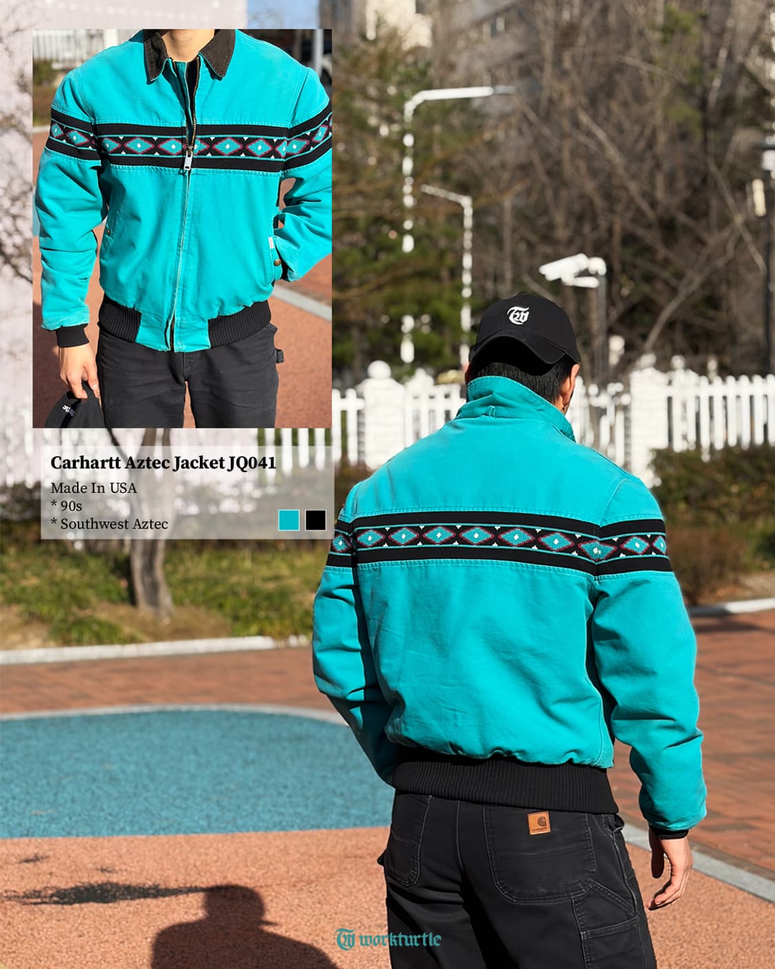 90s 칼하트 아즈텍 산타페 JQ041 TEAL L USA🇺🇸 상품이미지2