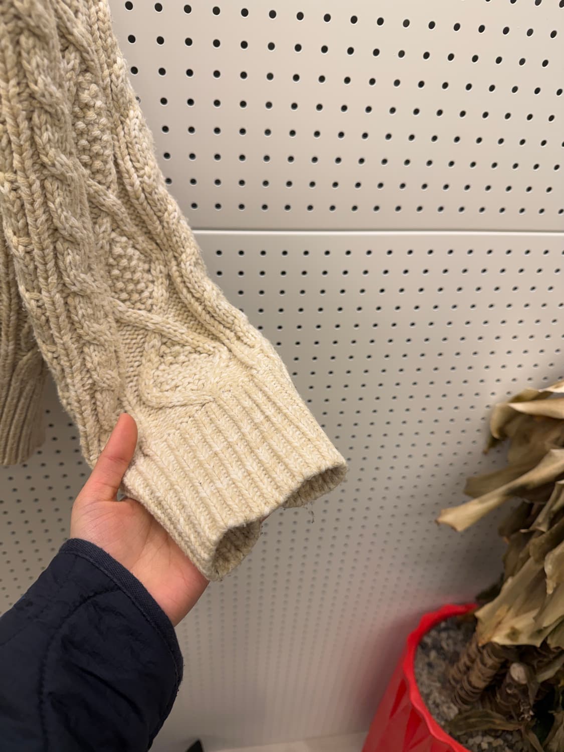 트릴리온 케이블 니트 집업 후드 베이지 U421 상품이미지4