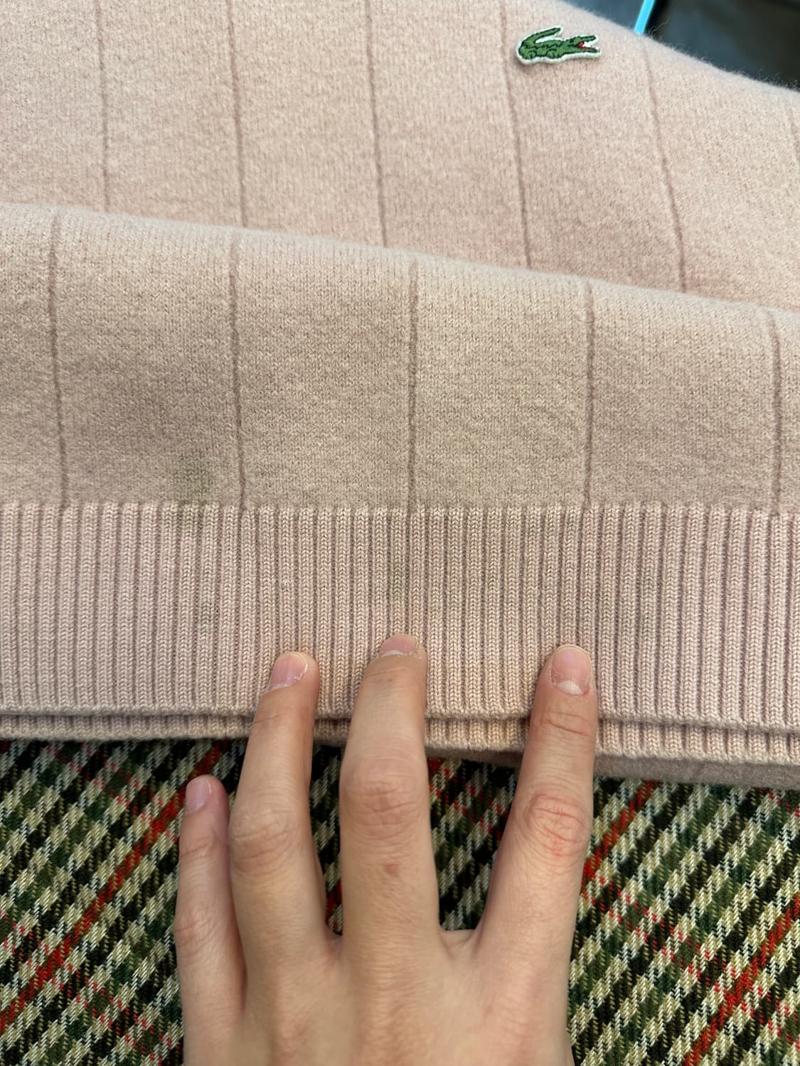 105) 라코스테 핑크 니트 티셔츠 어깨 지퍼 상품이미지8