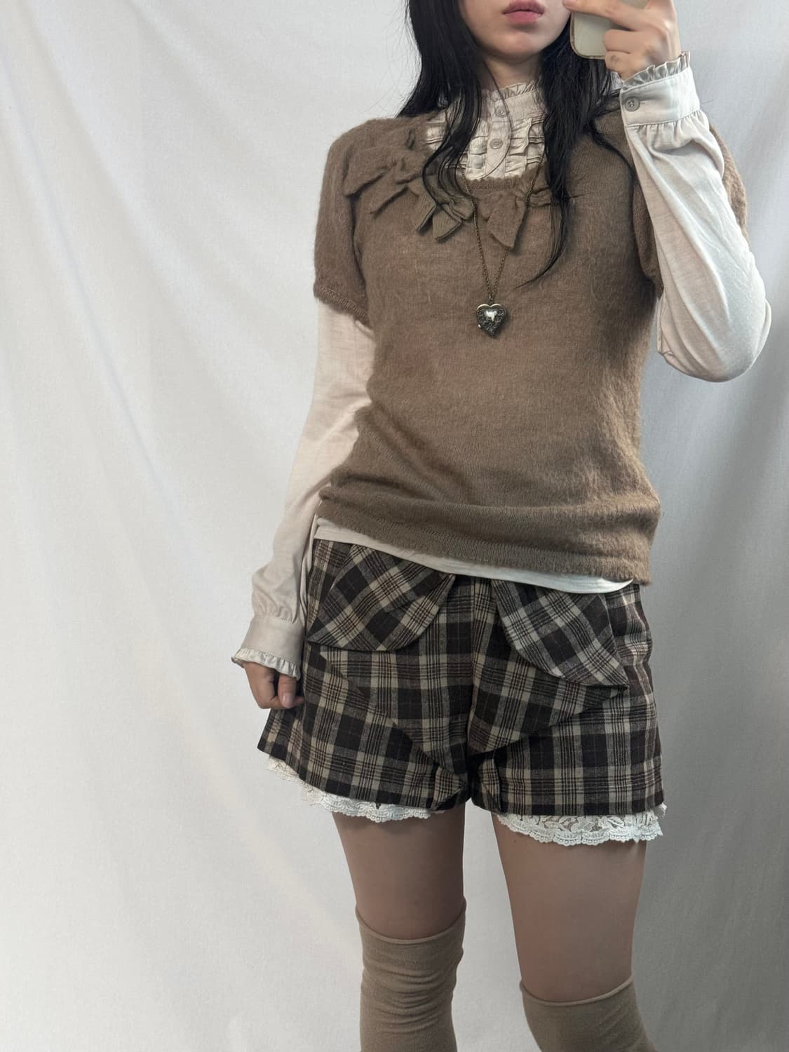 핑크하우스 모헤어 혼방 퍼프 슬리브 니트 탑 상품이미지7