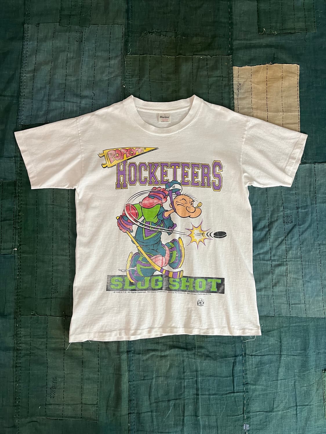 90s USA Murina 빈티지 뽀빠이 하키 싱글스티치 티셔츠 상품이미지1