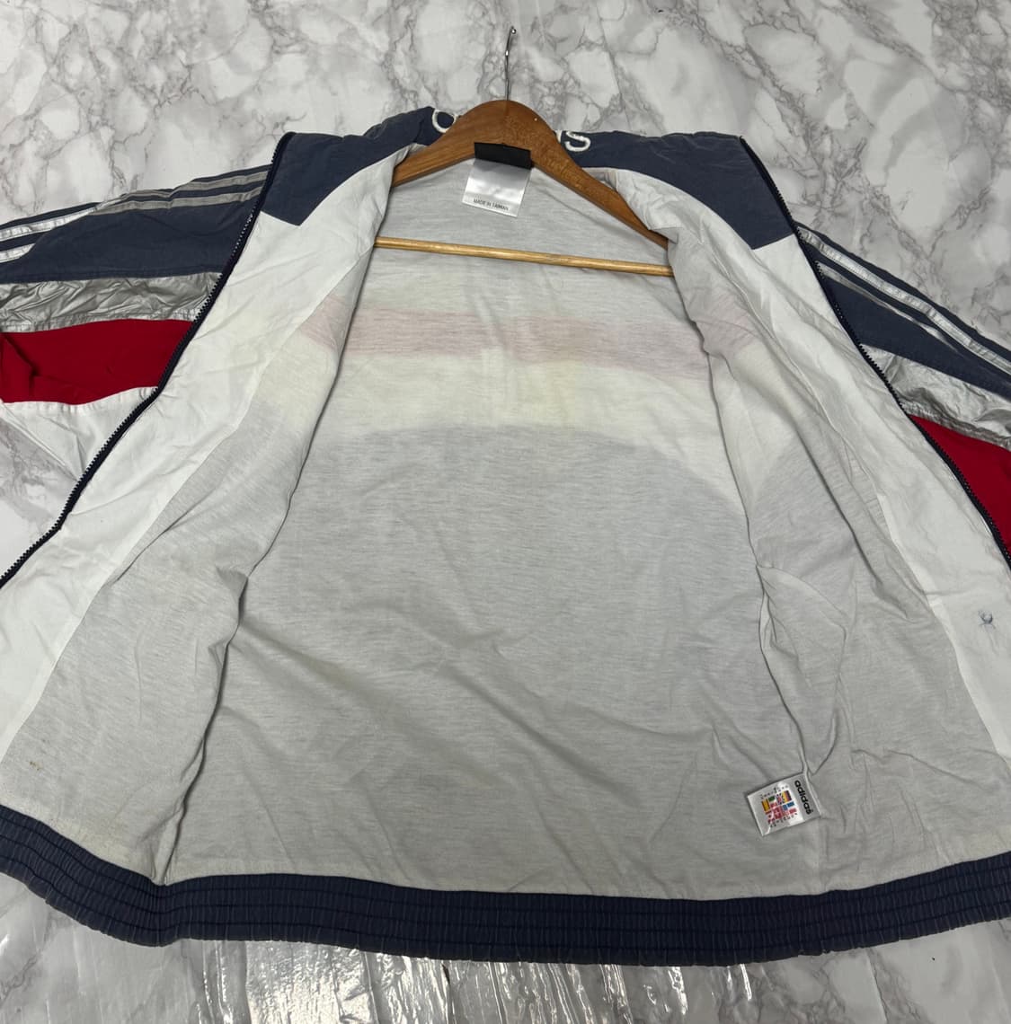 L 아디다스 삼선 실버 레이싱 코튼 빅로고 자켓 상품이미지8