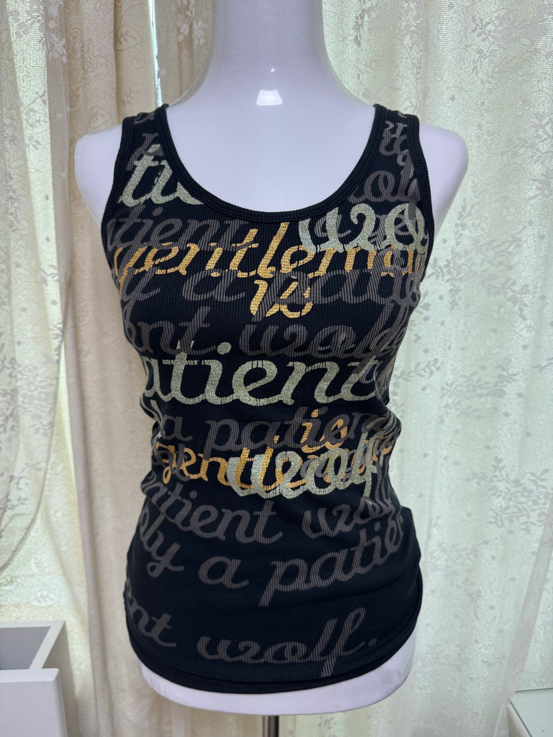 Vintage glitter lettering sleeveless  상품이미지1