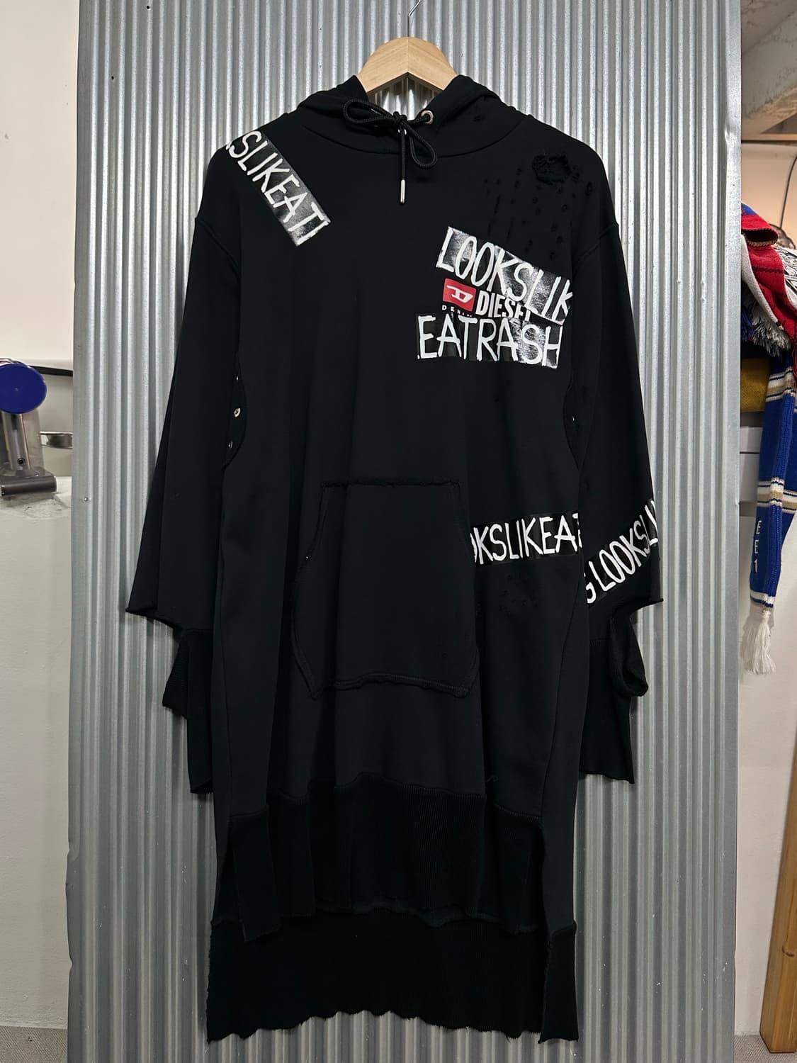 (XS) 디젤 헤이트 꾸뛰르 데미지 언밸런스 롱 후드 원피스 상품이미지1
