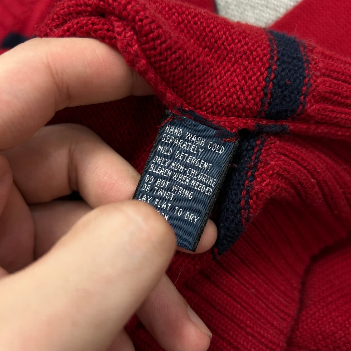 폴로 스트라이프 하프집업 코튼니트(L) 상품이미지3