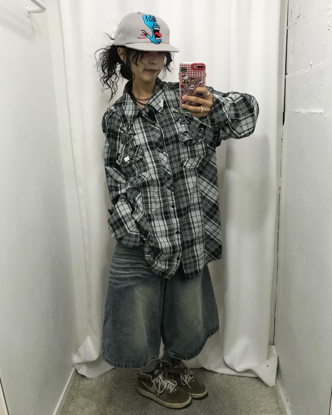 Check Pattern Embroidery Shirt 상품이미지4