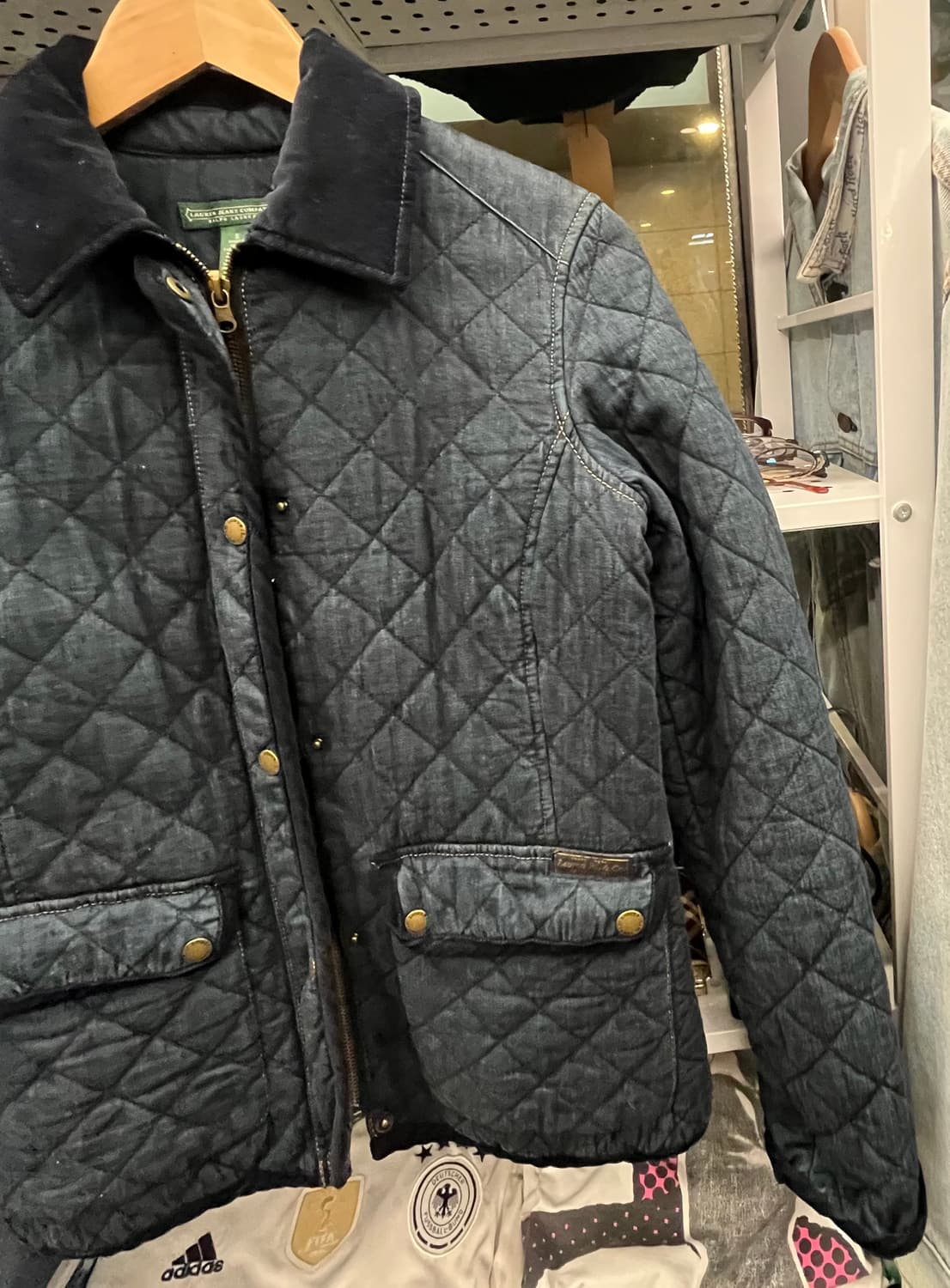 로렌 랄프로렌 퀼팅 자켓 데님 블랙 상품이미지4