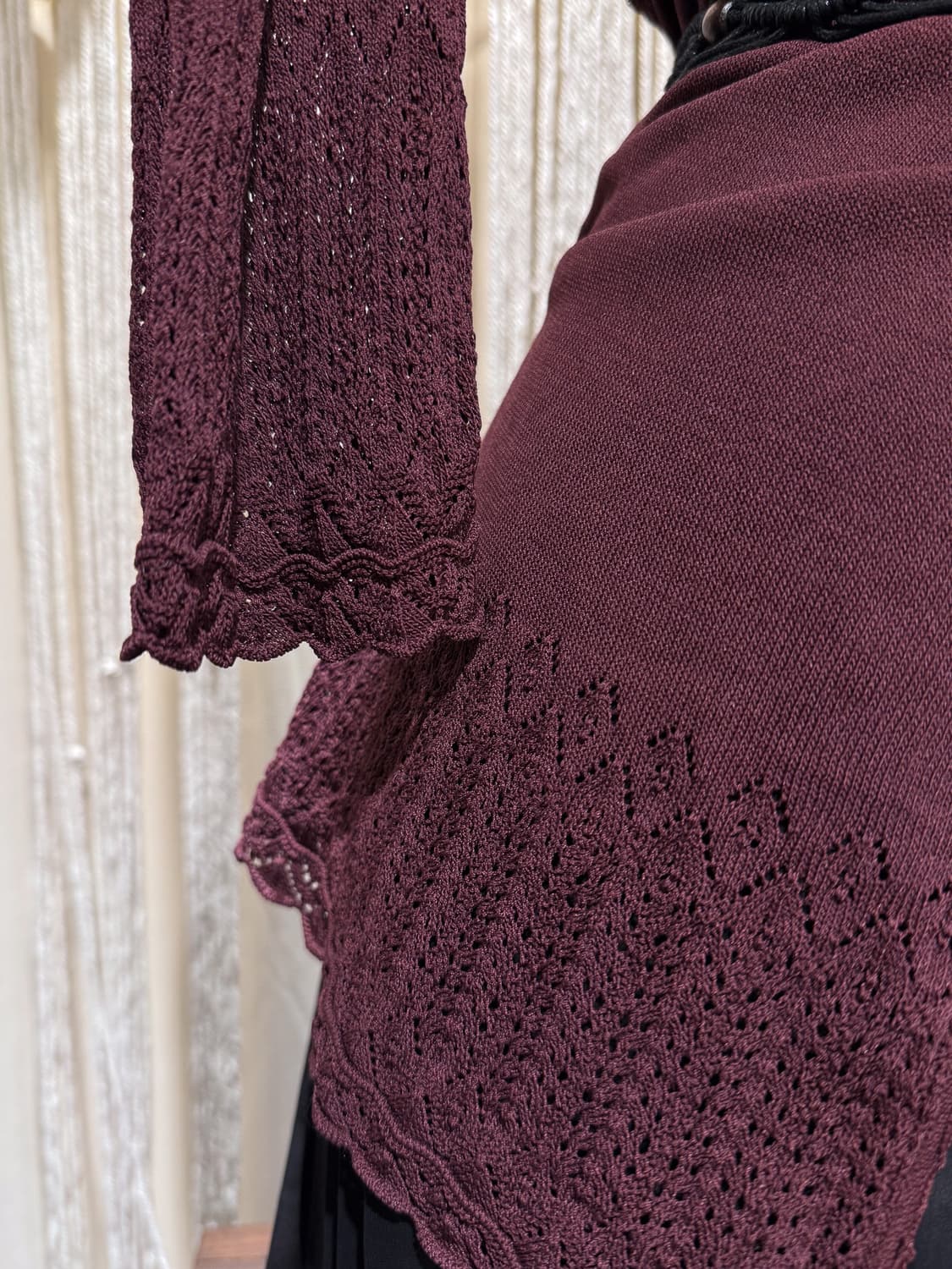 Burgundy Crochet Cardigan 0068 상품이미지3