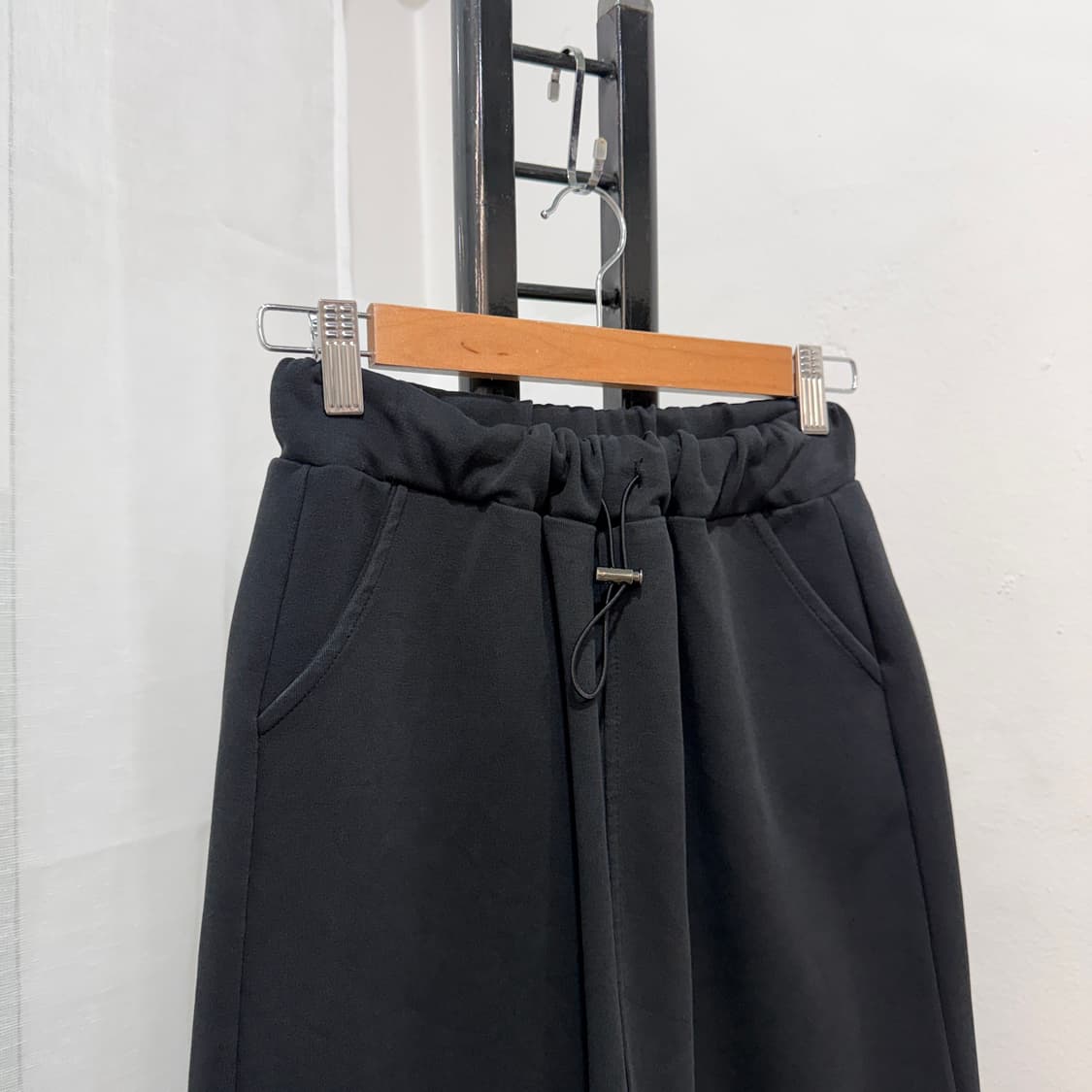 코튼 스트링 블랙 츄리닝치마 미디치마 롱치마 4465 상품이미지2