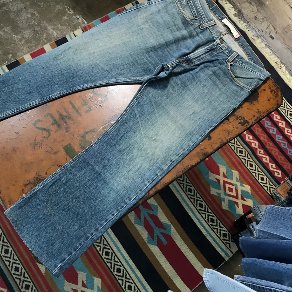 리바이스 527 그린 블루 워시드 데님 팬츠 허리 35 36 사이즈  상품이미지4