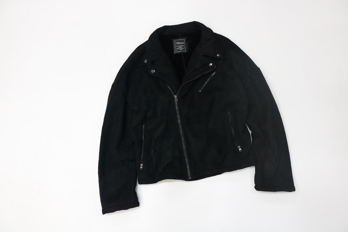 Xfrm 엑스폼 블랙 스웨이드 쉐르파 안감 라이더 자켓 (M) 상품이미지2