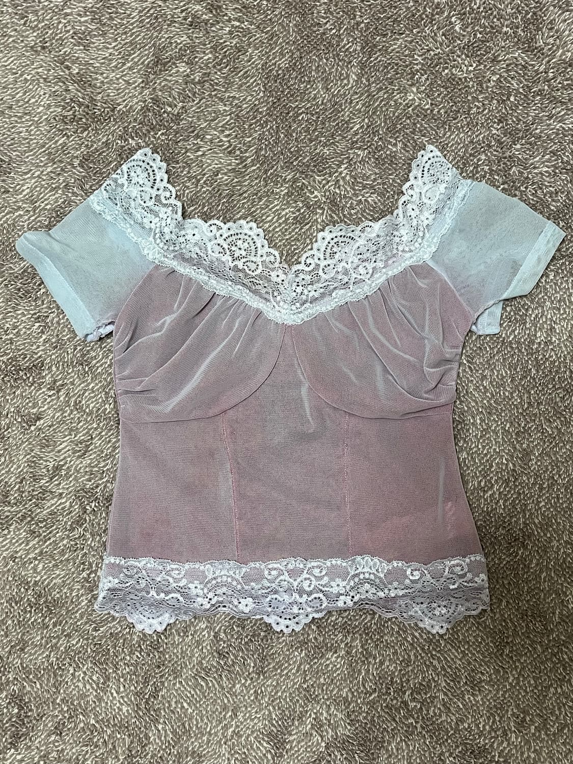 [Badee] Laced off the shoulder top 상품이미지1