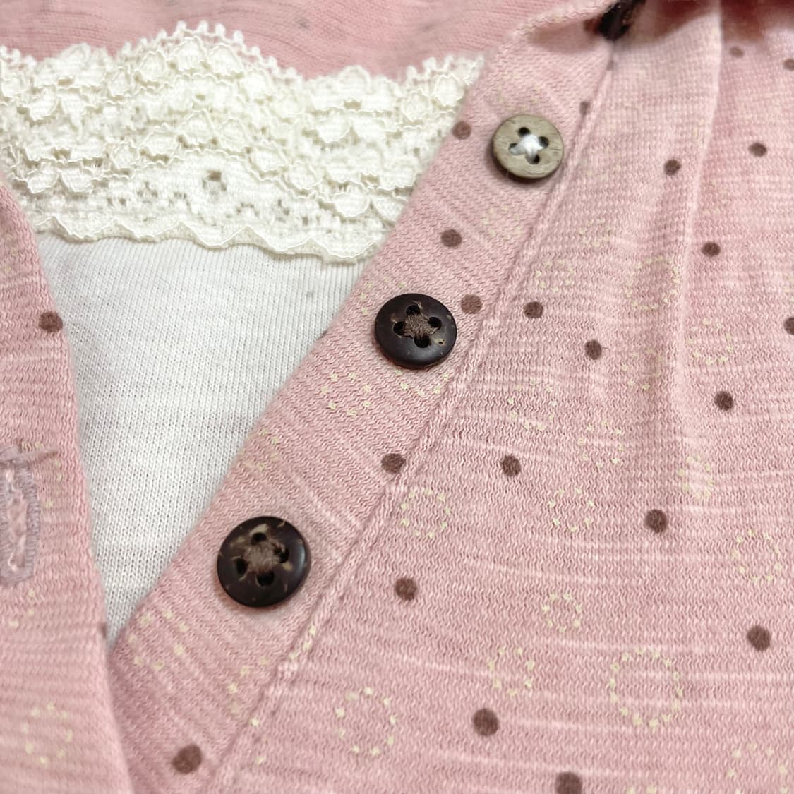 일본빈티지 너드 모리깔 핑크 도트 레어이드탑 러블리히메 도트탑 도트반팔 상품이미지7