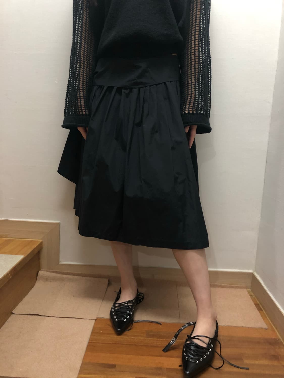 빈티지 블랙 미니멀 플리츠 스커트 상품이미지6