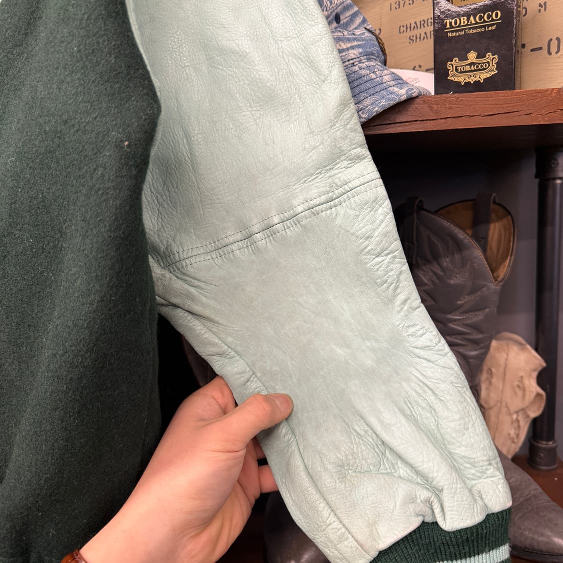 90s 하버드 오리지널 스포츠클럽 레더 바시티자켓 N855   상품이미지6