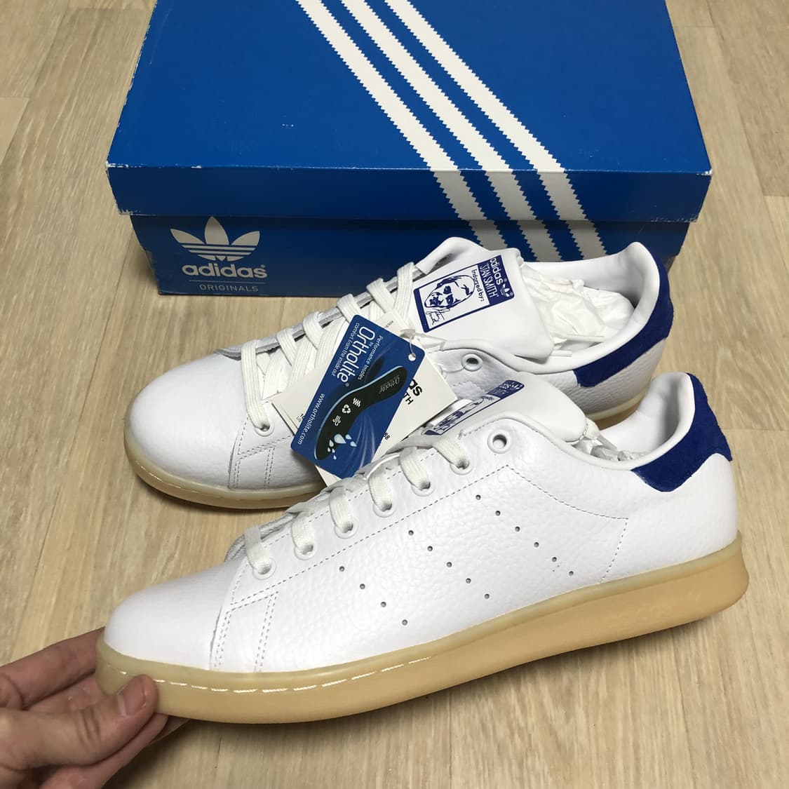 (280) 새상품 아디다스 adidas 스탠스미스 화이트 리얼레더 블루 상품이미지1