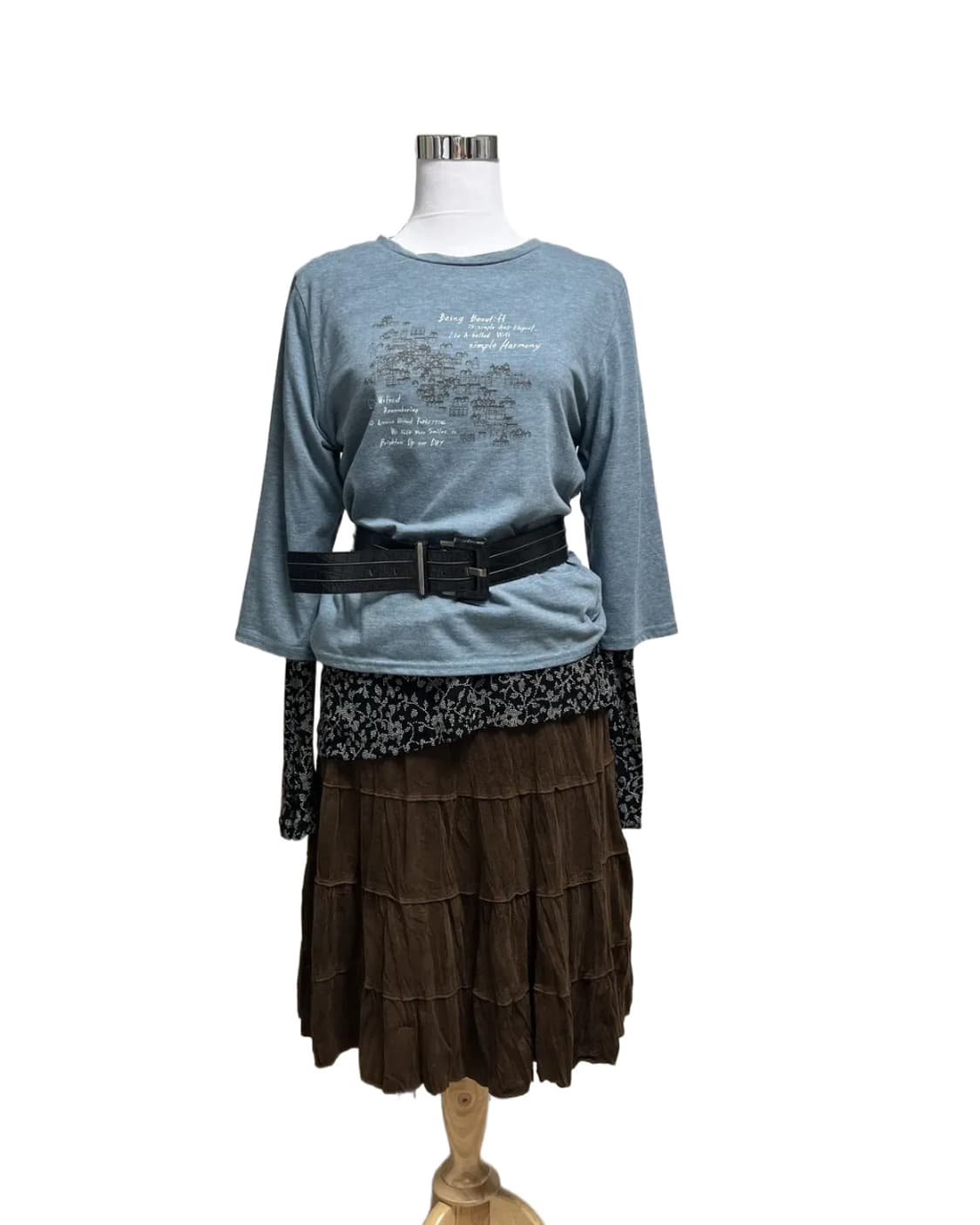 Black printing long sleeve top 상품이미지6